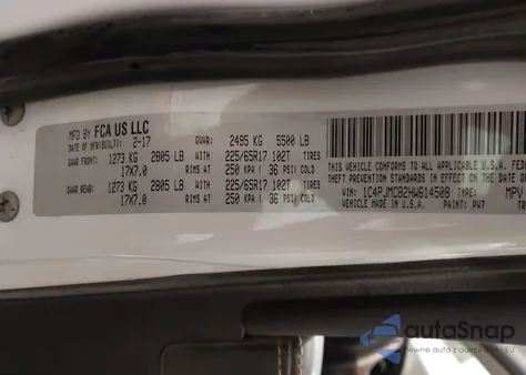 2017 Jeep Cherokee Latitude 4X4 из США, поврежденный, VIN 1C4PJMCB2HW614508